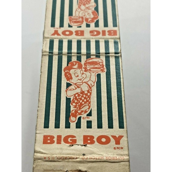 Rare Vintage Matchbook Cover K3 BIG BOY BURGER Chicago Illinois Stripes Design - Picture 6 of 6